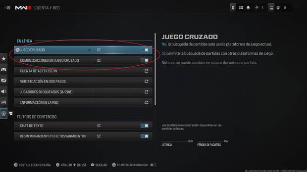 ¿Cómo activar o desactivar el juego cruzado de CoD Modern Warfare 3 (2023)?
