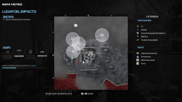 Call of Duty Modern Warfare 3 - Localización en el mapa de la mejora del chaleco portaplacas #1 de la misión Lugar del impacto