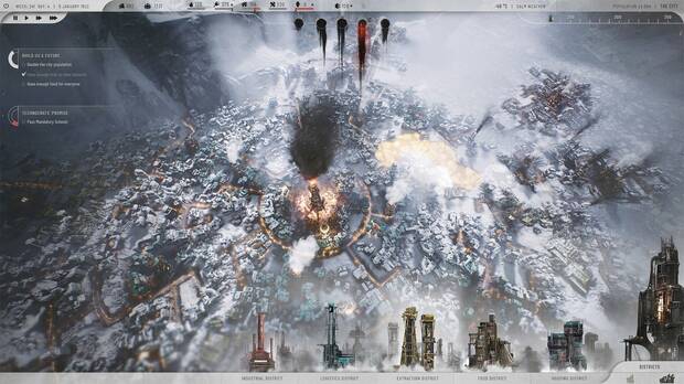 La escala de Frostpunk 2 va a ser mucho mayor y comenzaremos en una ciudad tan grande como la que teníamos al final de nuestra partida en Frostpunk.