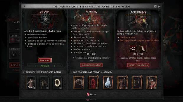 Diablo 4 - Tipos de pase de batalla y precios