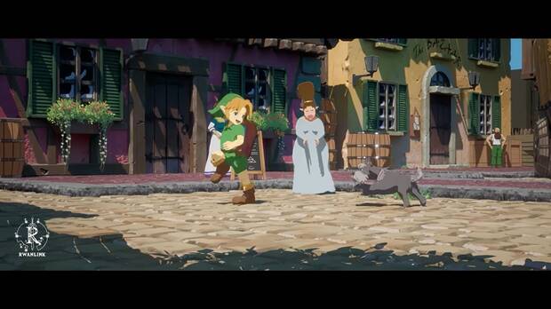 Fotograma del teaser del anime de RwanLink de Zelda: Ocarina of Time - Castle Town