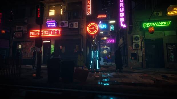 La ambientación cyberpunk al estilo HD-2D es el apartado mejor tratado de Neon Blood