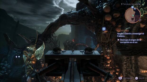 Dragon Age: The Veilguard - El Caldero: quiste a la izquierda del rastrillo que puedes alcanzar con la balista
