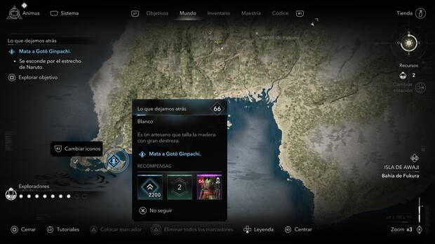 Assassin's Creed Shadows Las garras de Awaji - Localizacin de los objetivos Goto Ginpachi y Ando Masamune de la organizacin Asaltantes de Nowaki
