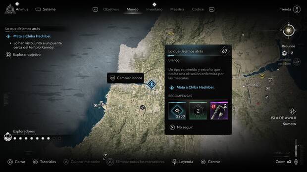 Assassin's Creed Shadows Las garras de Awaji - Localizacin de los objetivos Chiba Hachibei y Sugunuma Tenma de la organizacin Asaltantes de Nowaki