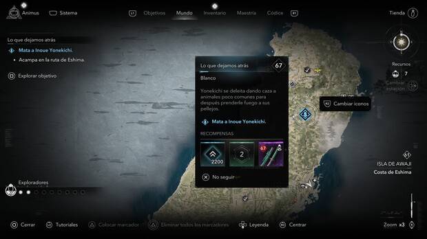 Assassin's Creed Shadows Las garras de Awaji - Localizacin de los objetivos Inoue Yonekichi, Ishida Shota y Nitta Koheji de la organizacin Asaltantes de Nowaki