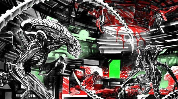 Alien, blanco negro y rojo