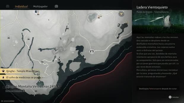 Where Winds Meet - Cmo hacer viaje rpido, icono de la piedra de teletransporte en el mapa del mundo