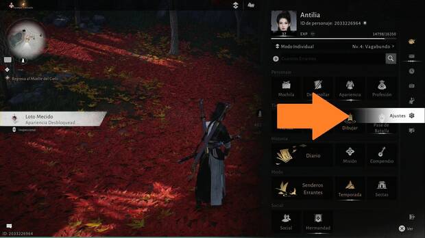 Where Winds Meet - Códigos gratis, ubicación de la pestaña Ajustes