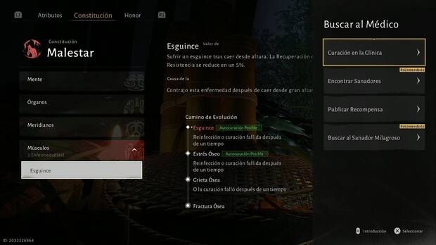 Where Winds Meet - Cómo curar enfermedades, menú de curación de enfermedades