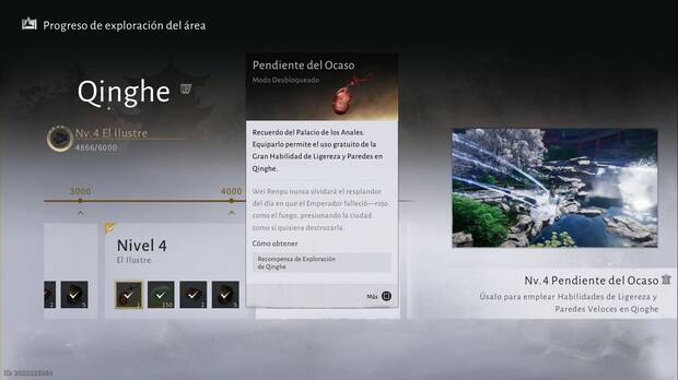 Where Winds Meet - Cmo volar, Pendiente del Ocaso en el men de recompensas de la regin de Qinghe