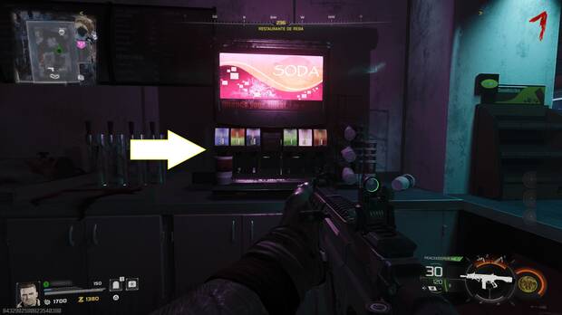 Call of Duty: Black Ops 7 Zombis - Mquina de soda en el restaurante de Reba donde se preparan las 4 bebidas de Mixlogo