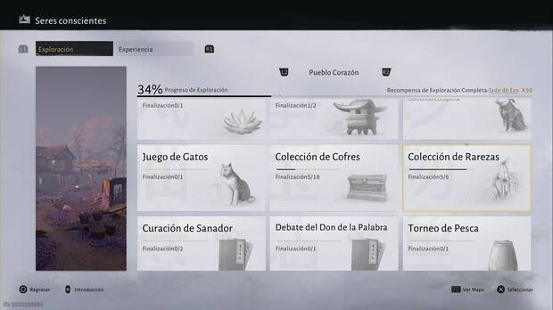 Where Winds Meet - Cmo saber dnde te faltan rarezas, men de una de las regiones con la Coleccin de Rarezas resaltada