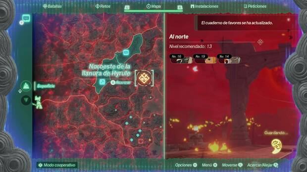 El mapeado est� corrompido por Ganondorf y debemos librar batallas para devolverlo a su estado original.