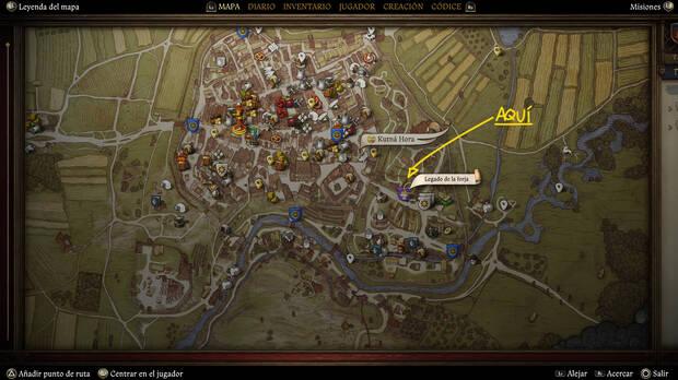 Kingdom Come: Deliverance 2 - Localización en el mapa de la primera misión del DLC Legado de la forja