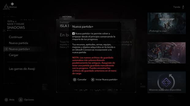 Assassin's Creed Shadows - Qu se conserva y qu no en el modo Nueva partida +