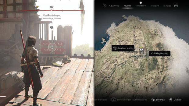 Assassin's Creed Shadows - Localizacin del cofre legendario en Awaji - Castillo de Iwaya