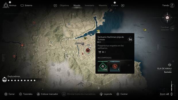 Assassin's Creed Shadows - Localizacin del Santuario Hachiman-jinja de Sumoto en la isla Awaji