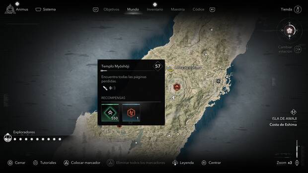 Assassin's Creed Shadows - Localizacin en la isla Awaji del Templo Myoshoji