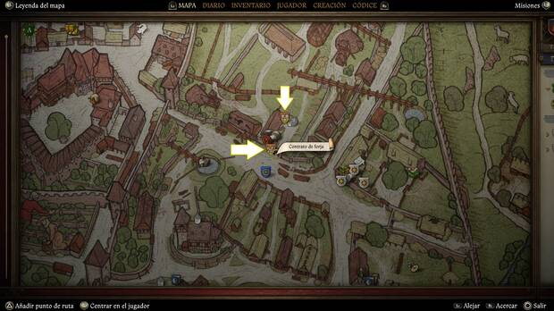 Kingdom Come: Deliverance 2 - Iconos de actividades del gremio de herreros en el mapa