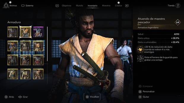 Assassin's Creed Shadows - Caractersticas del secreto de Yasuhira: armadura legendaria Atuendo de maestro pescador