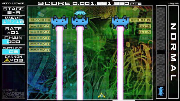 Sin ser nada del otro mundo, est�ticamente es una obra muy vistosa gracias a la gran cantidad de efectos especiales que podemos contemplar durante cada partida, sobre todo en 'Space Invaders Extreme'.