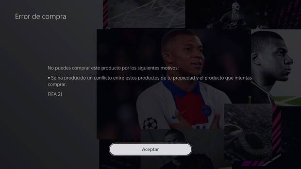 FIFA 21 error pasar de ps4 a ps5