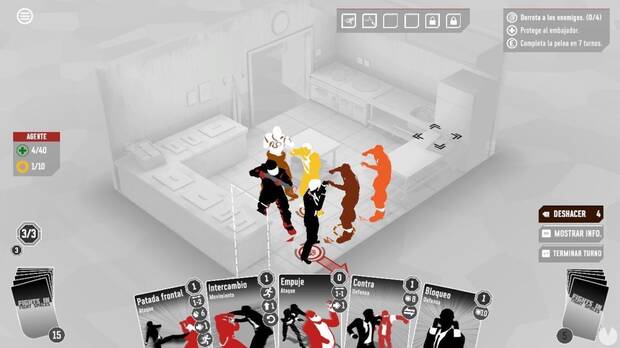 A veces podemos vernos en situaciones l�mites como la de la imagen y tendremos que utilizar las cartas de forma creativa para zafarnos de los enemigos.