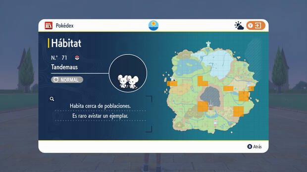 Pokémon Escarlata y Púrpura - Localizaciones de Tandemaus salvaje en Paldea