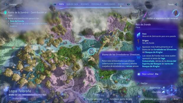 Avatar: Frontiers of Pandora - Contribuciones con la comunidad Aranahe: ubicación del bioma de la Raíz de fronda
