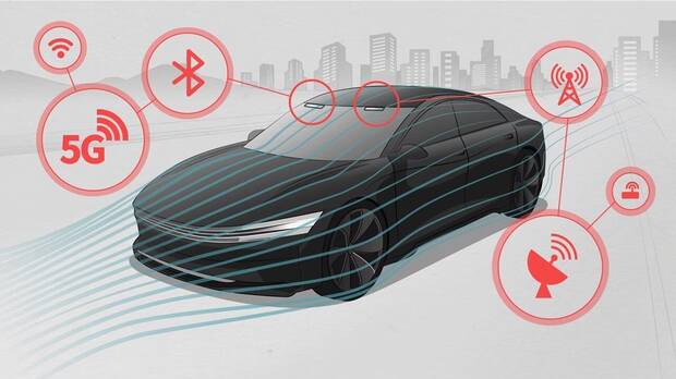 Imagen promocional de la nueva antena invisible diseñada por LG y Saint-Gobain Sekurit