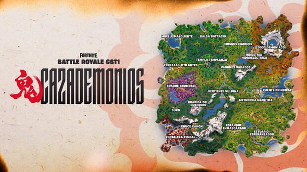 Nuevo mapa y ubicaciones de Fortnite Temporada 1 Cazademonios