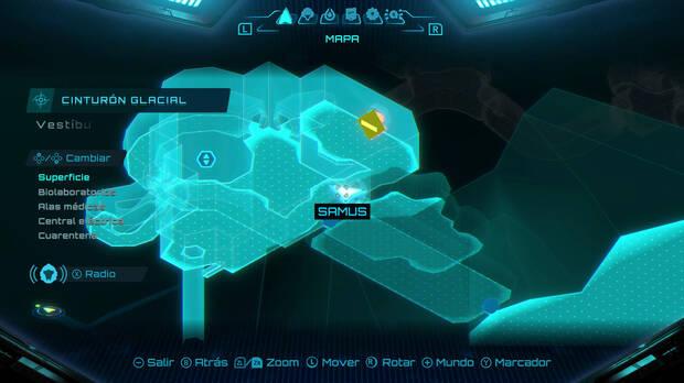 Hay momentos en que tenemos que consultar el mapa y que reflejan la esencia de Metroid Prime.
