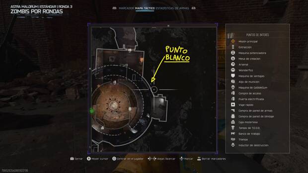 Call of Duty: Black Ops 7 Zombis - Punto blanco que señala la ubicación del aliado zombi en Astra Malorum