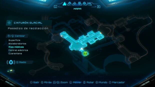 Metroid Prime 4: Beyond - Cinturón Glacial, ubicación de la sala Pasadizo de recolección en las Alas Médicas