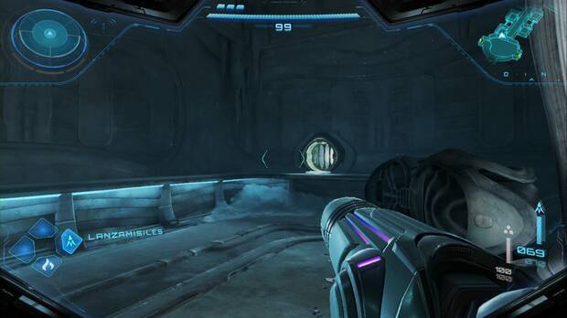 Metroid Prime 4: Beyond - Cinturón Glacial, túnel para morfosfera en el pasillo del Pasadizo de recolección