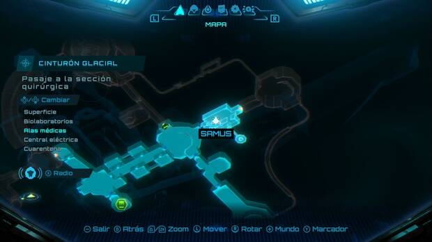 Metroid Prime 4: Beyond - Cinturón Glacial, ubicación de la sala Pasaje a la sección qirúrgica