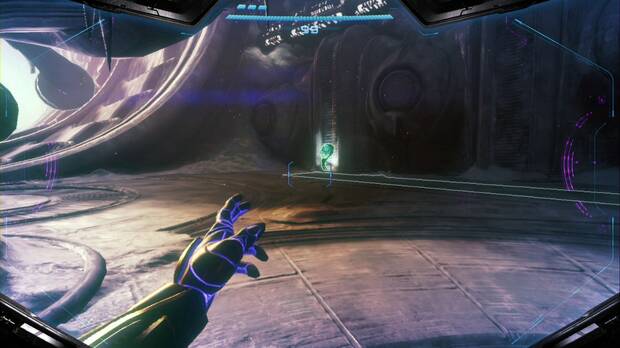 Metroid Prime 4: Beyond - Cinturón Glacial, consola que mueve la placa del suelo del generador y que lleva a un tanque de energía