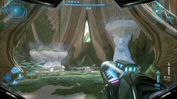 Metroid Prime 4: Beyond - Espesura Iracunda, plataformas de agua congeladas en la Fuente de la Serenidad