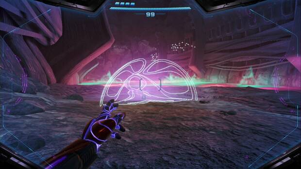 Metroid Prime 4: Beyond - Laguna del Magma (II), turborraíl en la zona sudeste del foso de lava