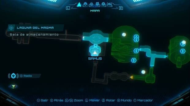 Metroid Prime 4: Beyond - Laguna del Magma (II), ubicación de la Sala de almacenamiento donde se encuentra el registro Cierre de las instalaciones y el tanque de energía de la Laguna del Magma