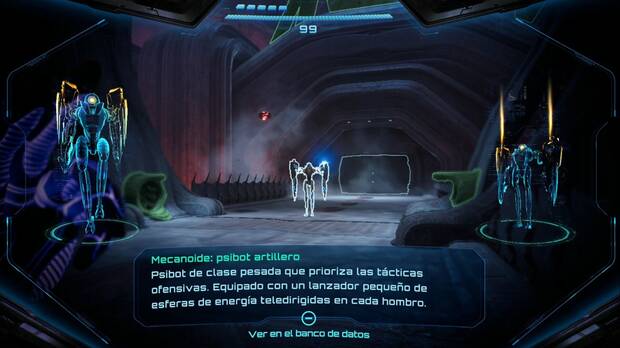 Metroid Prime 4: Beyond - Laguna del Magma (II), psibot artillero en el puente de la Laguna del Magma antes de la Sala de control
