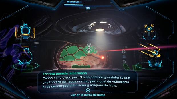 Metroid Prime 4: Beyond - Laguna del Magma (II), torreta pesada lamorniana en la sala de control