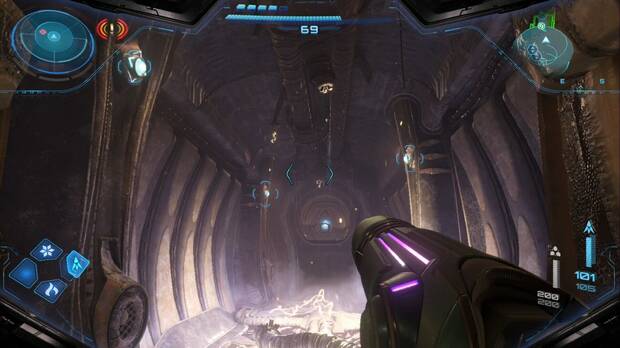 Metroid Prime 4: Beyond - Fundición Voltaica (III), puntos de psicorrayo enganche en la zona de la Pasarela derrumbada