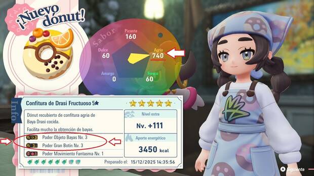 Leyendas Pokémon Z-A DLC Megadimensión - Cómo crear un dónut con Poder Objeto Bayas Nv. 3 y Poder Gran Botín Nv. 3