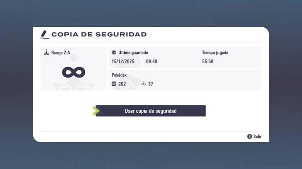 Leyendas Pokémon Z-A - Cómo cargar tu copia de seguridad de la partida