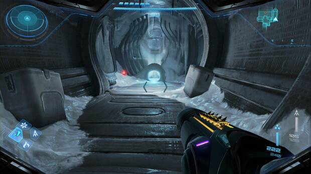 Metroid Prime 4: Beyond - Cinturón Glacial (II), túnel para la morfosfera en el Depósito de equipamiento