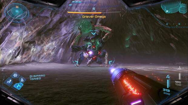 Metroid Prime 4: Beyond - Minas Colosales, Griever Omega lanzando uno de los ataques de su cuarta fase