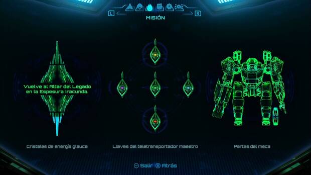 Metroid Prime 4: Beyond - Cristales de energ�a, pesta�a de misi�n con el medidor de energ�a glauca lleno