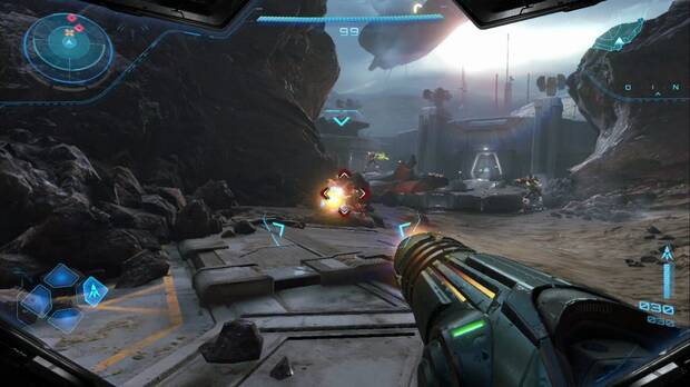 Metroid Prime 4: Beyond - Centro de investigacin TAU, Samus dispara contra los piratas espaciales